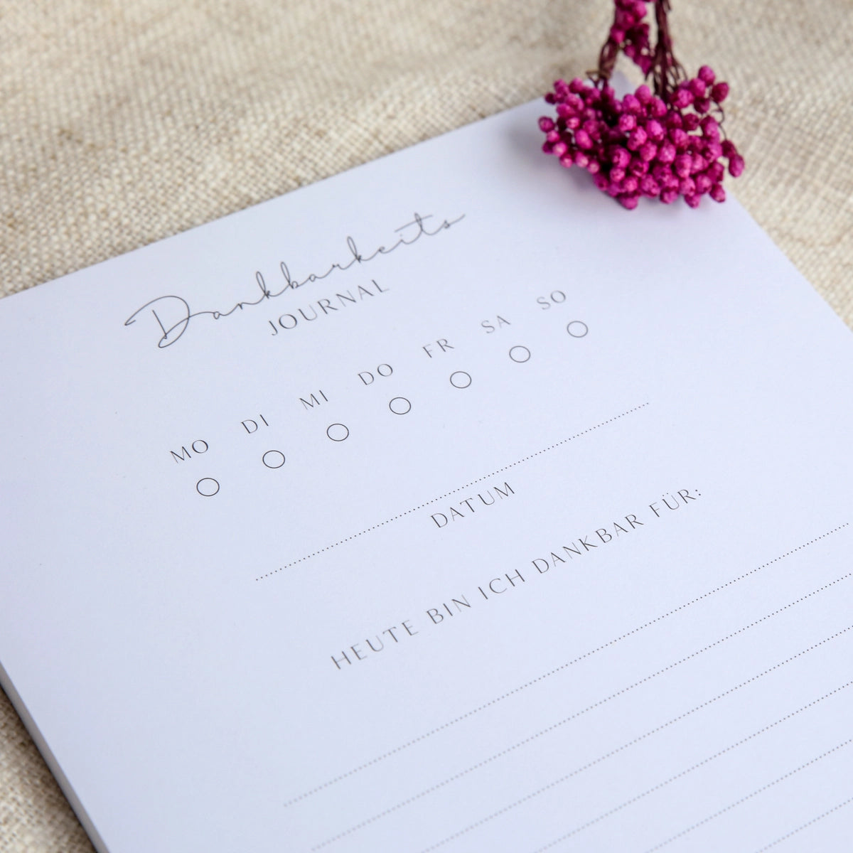 Dankbarkeitsjournal – Dein 5-Minuten-Block für Dankbarkeit & Selbstliebe