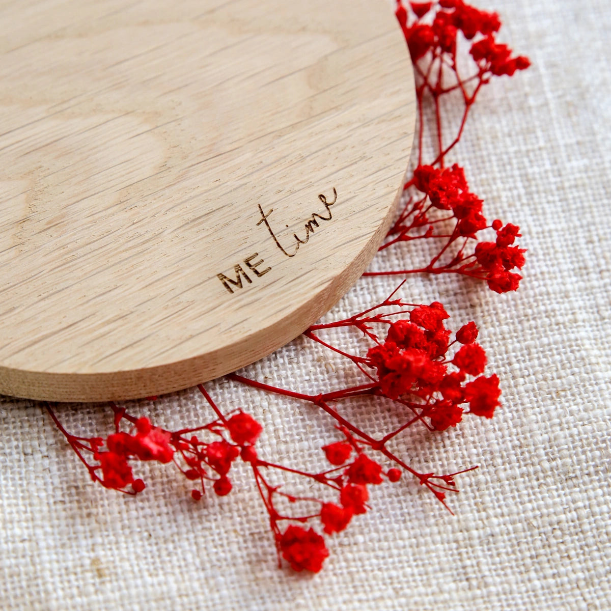 Untersetzer „Me Time“ – Eichenholz